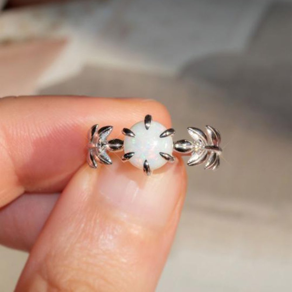"Dainty Opal CZ Silver Plated Beautiful Fashion Trendy Ring forUNVN12033 - Picture 3 of 5